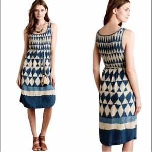 Maeve Anthropologie Castalia Dress Blue Tie Dye Midi Dress Size 2